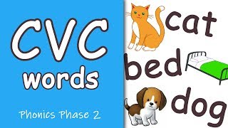 CVC Words  Phonics Phase 2 [upl. by Agiaf]