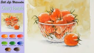 Cherry tomato  Drawing Still Life Watercolorwetinwet Arches rough NAMIL ART [upl. by Laural]