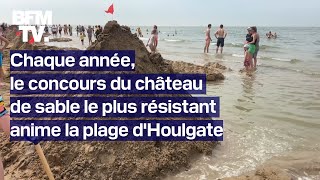 Calvados le concours du château de sable le plus résistant à la montée de la marée [upl. by Moyra]