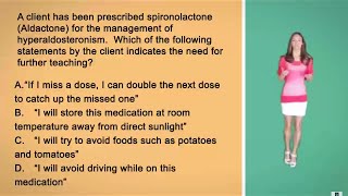 NCLEX Question Aldactone amp Patient Education [upl. by Enelear]