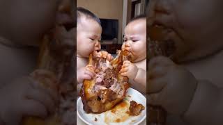 Two babies eating meat [upl. by Herbert177]