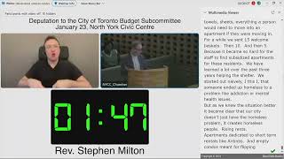 Rev Milton Deputation to City of Toronto Budget Subcommittee January 23 2024 [upl. by Loren]