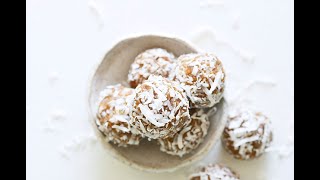 Coconut Date Balls  Taste Like a Candy Bar Perfect EASY Healthy Snack [upl. by Yrocej685]