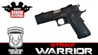 HiCAPA 43 STRIKE WARRIOR GOLDEN EAGLE Airsoft Review en Español  Test Shot amp Chrono [upl. by Summons]