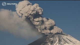 Mexico Popocatepetl volcano spews smoke and ash [upl. by Irtak]