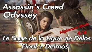 Assassins Creed Odyssey  Le Sage de la Ligue de Delos  Final  Deimos 44 Nightmare PS4 [upl. by Raffin196]