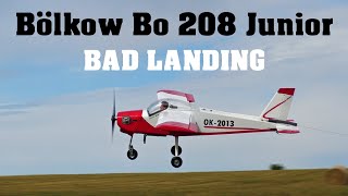 Bölkow Bo 208 Junior  tow RC airplane  BAD LANDING  4K  Rokytnice 2023 [upl. by Rem]