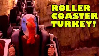 Roller Coaster Turkey Riding Canyon Blaster at Adventuredome in Las Vegas [upl. by Steffen618]