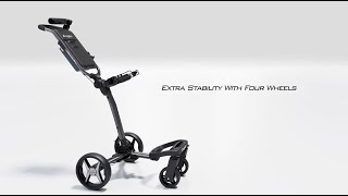 Axglo Flip n’ Go Pro Golf Push Cart Ultra Compact  360° Swivel Front Wheel  1Step Folding [upl. by Teerprug]