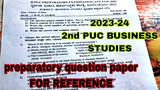 2nd PUC BUSINESS STUDIES  preparatory question paper reference [upl. by Atiz]