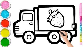 How To Draw A fruit Truck  Easy And Beautiful DrawingFruit 🍓 Gadi Drawing for kids [upl. by Qerat799]