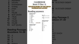 Cambridge book 17 Test1 IELTS reading answers THE DEVELOPMENT OF THE LONDON UNDERGROUND RAILWAY [upl. by Araminta649]