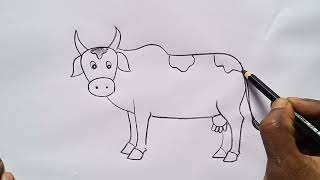 how to draw cow drawing easy step by stepDrawingTalent [upl. by Haimerej413]