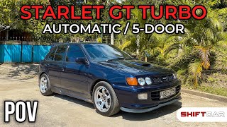 AUTOMATIC STARLET GT TURBO  POV DRIVE  LAUNCH 0  100 KMH  4K [upl. by Ylekalb339]