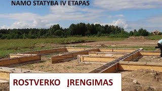 ROSTVERKAS  pamatų įrengimas 4 ETAPASpagrindo paruošimas pamatams armatūra skydai [upl. by Gilud193]