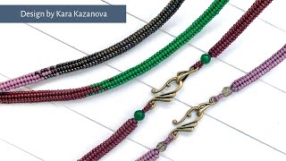 Beaded rope necklace tutorial  Tubular Herringbone without border  Project quotLong Necklacequot [upl. by Herby716]