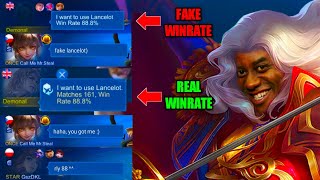 LANCELOT FAKE WINRATE PRANK THEN SHOWING REAL WINRATE  MLBB [upl. by Sinnelg592]