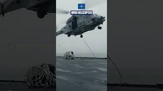 Genius Techniques NH90 Helicopter Use to Conduct Vertical Replenishment on the Flight Deck Navy Ship [upl. by Yacano]