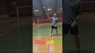 Cheap VS Expensive Badminton Racket on a backhand clear [upl. by Aggappe]