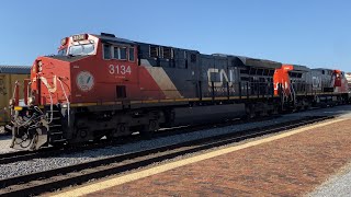 CN A432 Meets a NS Mixed freight in CentrailiaIL [upl. by Gereron449]