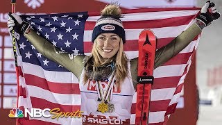 Mikaela Shiffrin makes history with fourth consecutive slalom title  NBC Sports [upl. by Urien693]