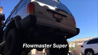 Flowmaster Super 44 before and after on a 2001 Jeep Cherokee [upl. by Nylaras191]