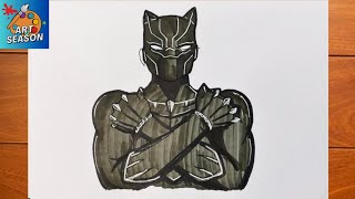 How to Draw Black Panther Step by Step [upl. by Elna]