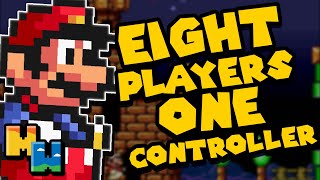 8 YOUTUBERS 1 CONTROLLER  Super Mario World [upl. by Suvart536]