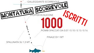 PESCA A BOLOGNESE MONTATURA SCORREVOLE  SPALLINATA BASE 1000 ISCRITTI [upl. by Lamonica99]