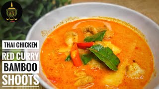 Thai Red Curry Chicken Bamboo Shoots Recipe with Rice Noodles  Thai Girl in the Kitchen [upl. by Marve139]