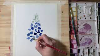 Texas Bluebonnet Watercolor Process Video [upl. by Andreas811]