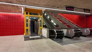 Sweden Stockholm Norsborg Subway Station 1X escalator 1X inclined elevator [upl. by Nahs694]