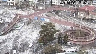 Surveillance camera footage of the 2011 tsunami in Japan [upl. by Wren652]