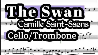 The Swan Cello or Trombone Sheet Music Backing Track Play Along Partitura [upl. by Robena168]