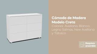 Mobi Muebles  Cómoda Creta en 5 Colores Avellana Blanco Legno Salinas New Avellana y Tabaco [upl. by Ahsienet209]