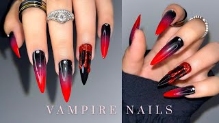 Halloween Nails 2024 🩸👻 Vampire Blood Nails Tutorial  Black to Red Gel Ombre Nails [upl. by Kast470]