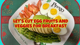 LETS CUT EGG FRUITS AND VEGETABLES FOR BREAKFAST cutting food viralvideo trending asmr [upl. by Airdna]