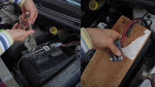 How To Remove A Badly Corroded Car Battery Replace With New [upl. by Annaeerb]