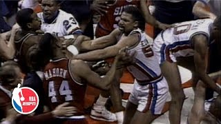 Charles Barkley brawls with Bill Laimbeer in epic 1990 Pistons vs Sixers fight  ESPN Archives [upl. by Aliehc412]