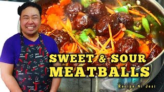 SWEET AND SOUR MEATBALLS  SARCIADONG BOLA BOLA  Recipe Ni Jesi [upl. by Ahsinat]