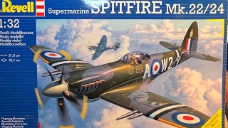 Revell Spitfire Mk22 24 132 scale review [upl. by Nylek]