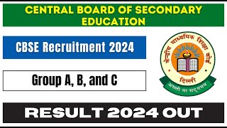 CBSE Group A B and C Result 2024 Out  CBSE 2024 Various Post Official Cutoff Released [upl. by Laehcimaj]