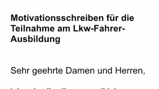 Как написать мотивационное письмо в Джобцентр на учебу водителем Фуры LKWFahrerAusbildung [upl. by Ytsim]
