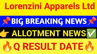 Lorenzini Apparels Ltd Latest news  3 बड़ी खबर Lorenzini Apparels share latest news [upl. by Vig]