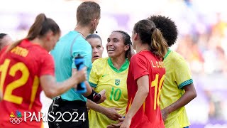 Marta receives red card in potential last match for Brazil  Paris Olympics  NBC Sports [upl. by Schuler]