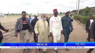 Former Military Head Of State Gen Abdulsalami Abubakar Arrives In Benin For IUOs 25th Anniversary [upl. by Trumaine356]