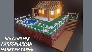 Kartondan Harika ve Çok Kolay Havuzlu Ev Yapımı  How to Make A House From Cardboard  kendinyap [upl. by Eedahs]