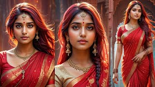 Indian beauty red colour saree lookbook 4k beauty sareefashion fashion lookbook [upl. by Zevahc]