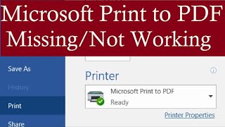 MICROSOFT PRINT TO PDF IS GONE Microsoft print pdf is missingnot working [upl. by Enelyar519]