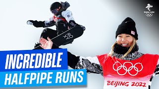 10 INSANE womens halfpipe runs at Beijing 2022 🏂 [upl. by Eelreveb549]